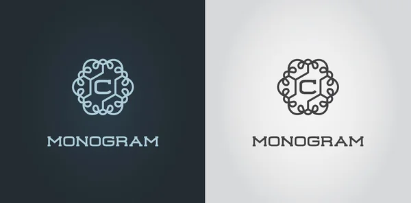 Set di modelli monogrammi eleganti — Vettoriale Stock
