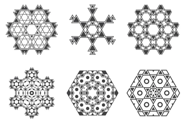 Etnik fraktal Mandala sembolleri — Stok Vektör