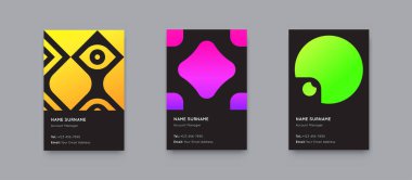 Vektör Asgari Biçim Grafikleri. Geometrik desenli dikey kartlar ayarlandı. Üstünlük.