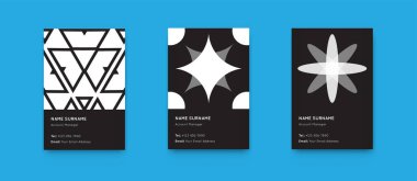 Vektör Asgari Biçim Grafikleri. Geometrik desenli dikey kartlar ayarlandı. Üstünlük.