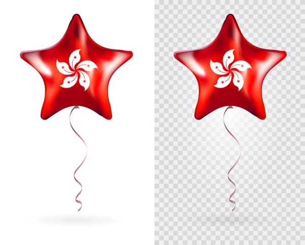 Foil Star Tvarované Balónky Vektorové Bílé Červené Jako Hong Kong — Stockový vektor