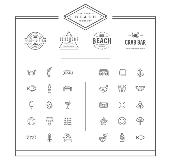 Vector Beach Bar Elementleri Yaz Seti Logo Veya Simge Kalitesinde — Stok Vektör
