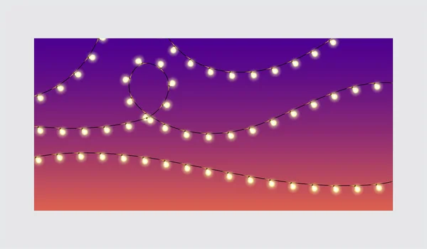 Christmas Lights Rope Isolated Transparent Background Christmas Glowing Garland Vector — Stock Vector