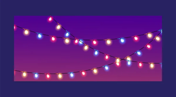 Рождественские Огни Изолировали Реалистичные Элементы Дизайна Светящиеся Огни Рождественских Открыток — стоковый вектор