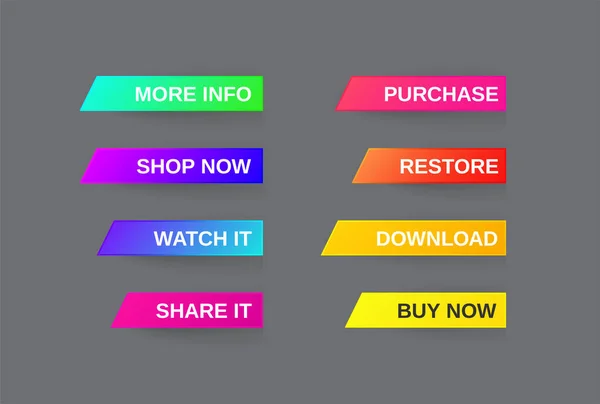 Set Von Modern Gradient App Webseite Oder Game Buttons Trendige — Stockvektor