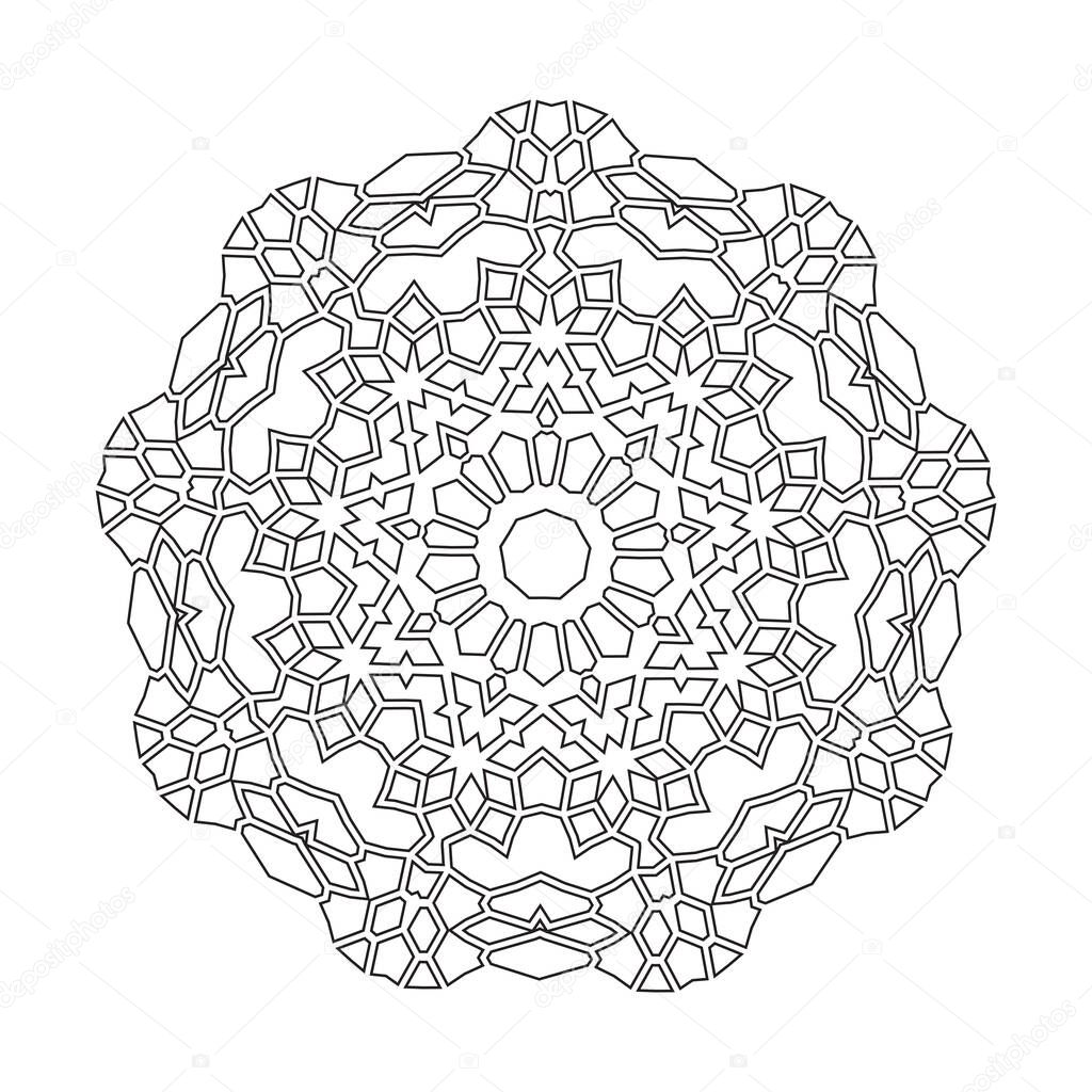 Floral Straight Lined Mandala. Trendy Tattoo Template. Coloring Pages.