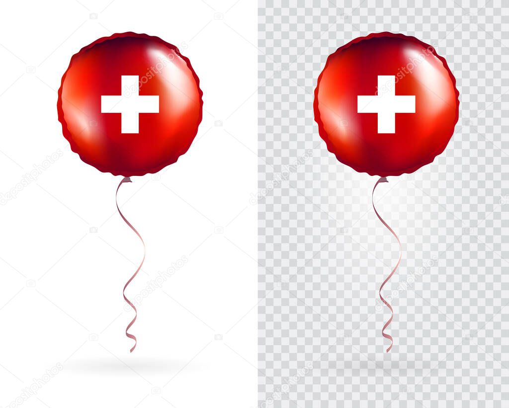 Foil Round Shaped Balloons in Vector as Switzerland Swiss National Flag