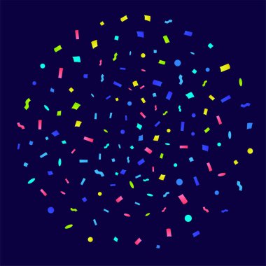 Renkli Konfeti Patlaması. Vektör çizimi. Düz dizayn ögeleri.