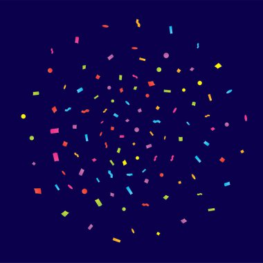 Renkli Konfeti Patlaması. Vektör çizimi. Düz dizayn ögeleri.