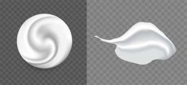 Gerçekçi kozmetik krem lekeleri. Beyaz kremalı damla. Cilt kremi ürünü. Tıbbi Merhem.