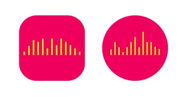 Dengeleyicinin Dalgalarıyla İki Simge Tasarımı. EQ Vektör İllüstrasyonu. Ses Belleği Kayıt Simgesi.