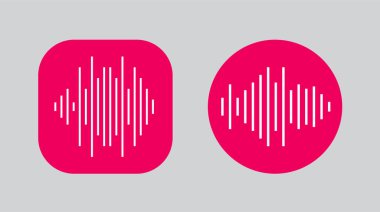 Dengeleyicinin Dalgalarıyla İki Simge Tasarımı. EQ Vektör İllüstrasyonu. Ses Belleği Kayıt Simgesi.
