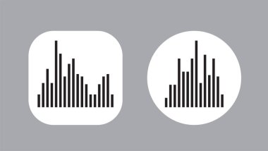 Dengeleyicinin Dalgalarıyla İki Simge Tasarımı. EQ Vektör İllüstrasyonu. Ses Belleği Kayıt Simgesi.