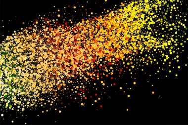 Gökkuşağı Altın Parıltılı dokusu beyaza izole edilmiş. Amber Parçacık Rengi. Kutlama Arkaplanı. Altın Konfeti Patlaması. 