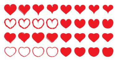 Büyük Kalpler Simgeleri Ayarlandı. Sevgililer Günü, Şubat. İlaç ya da fitness teması için kullanılabilir.