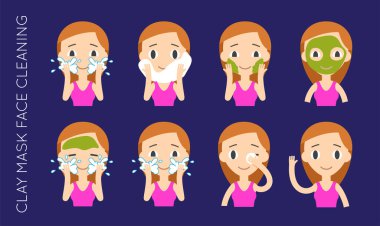 Yüz temizleme ve bakım. Yeşil Kil Maske Adım Adım Eylemler Ayarla.