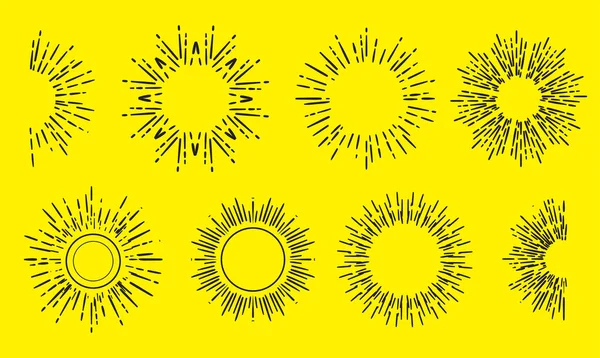 Güneş patlaması. Yıldız patlaması Elementleri Koleksiyonu. Katmanlı Biçimli Patlama.