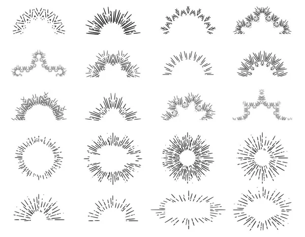 Sunburst Set Coleção Elementos Starburst Explosão Estilo Forrado —  Vetores de Stock