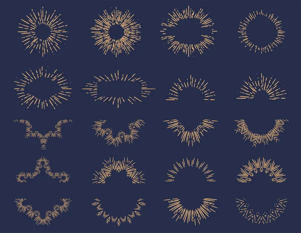 Zonsopgang Sterrensprong Elementen Collectie Explosie Geraffineerde Stijl — Stockvector