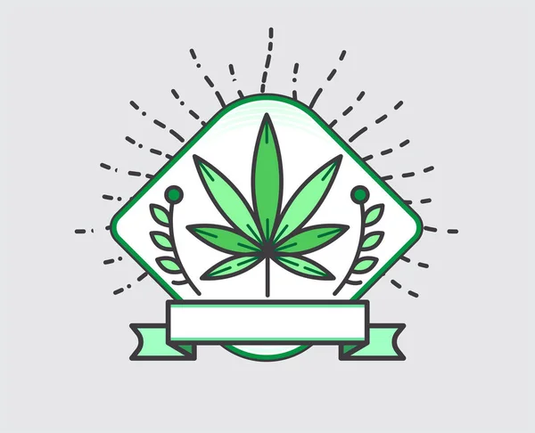 医疗大麻在病媒中的标识或标签模板 可用作Logotype — 图库矢量图片