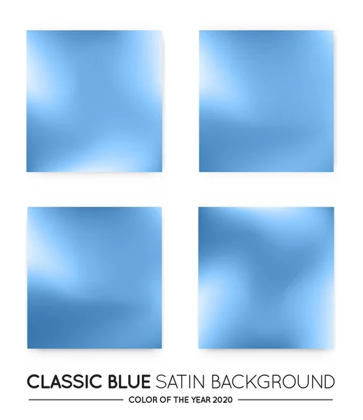 Set Tela Textil Satén Seda Para Interiorismo Color Azul Clásico — Vector de stock