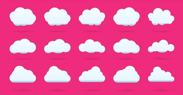 Icône Vectorielle Nuage Définir Couleur Blanche Sur Fond Rose Différents — Image vectorielle