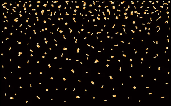Confetti Golden Tiny Caer Sobre Fondo Negro — Vector de stock