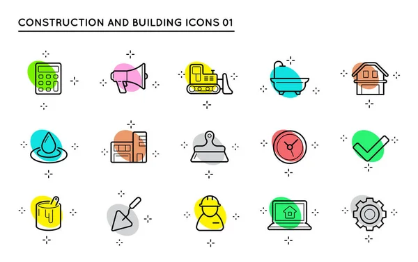 Set Vector Construction Building Icons Home Repair — Stock Vector