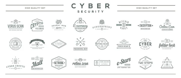 Stort Sæt Vektor Cyber Security Identitet Badges Tegn – Stock-vektor