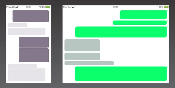 一组Messenger 用户界面 短消息服务泡沫 文字聊天Sms框 空消息泡沫模板 — 图库矢量图片