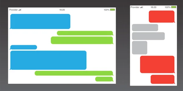 一组Messenger 用户界面 短消息服务泡沫 文字聊天Sms框 空消息泡沫模板 — 图库矢量图片