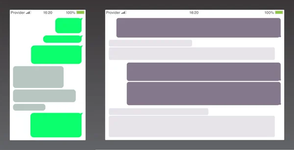 一组Messenger 用户界面 短消息服务泡沫 文字聊天Sms框 空消息泡沫模板 — 图库矢量图片