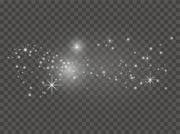 White Sparks Stars Shine Light Vector Dust White Sparkles Transparent — Stock Vector