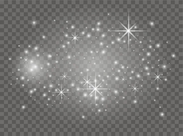 Centelhas Brancas Estrelas Brilha Com Luz Vetor Branco Espumantes Com — Vetor de Stock