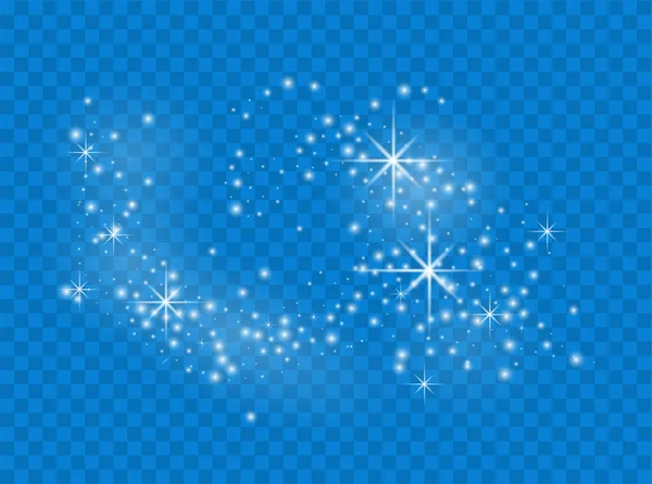 Chispas Blancas Estrellas Brilla Con Luz Vector Polvo Blanco Chispas — Vector de stock