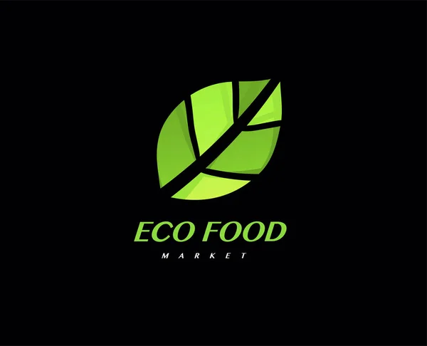 Eco Organic Health Food Market Λογότυπο Πρότυπο Διάνυσμα Εικονίδιο Πράσινων — Διανυσματικό Αρχείο
