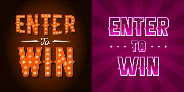 Enter Win Vector Sign Win Prize Win Lottery - Stok Vektor