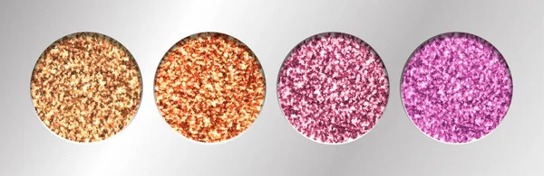 Göz Işıltısı, Tinsel Shimmer, Ruj veya Pudra. Soyut Parlak Çemberler, Makyaj Paleti, Vektör.