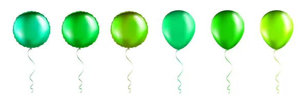 Big Set Green Balloons Transparent White Background Mockup Balloon Print — Stockvector