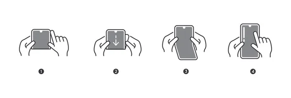 Tableta Teléfono Inteligente Con Pantalla Plegable Paso Paso Plegable Instrucciones — Vector de stock