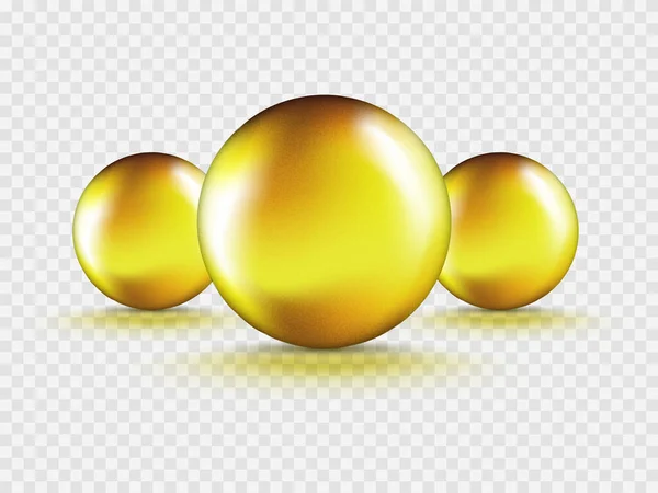 Set Von Flüssiggel Gold Oil Bubble Isoliert Auf Transparentem Hintergrund — Stockvektor