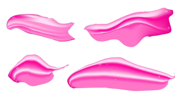 Conjunto Gel Líquido Cosmético Shampoo Rosa Realista Sabão Com Textura —  Vetores de Stock