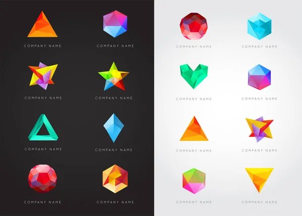 Großes Set Von Trendigen Kristall Dreieckigen Edelstein Logo Elementen Perfekt — Stockvektor