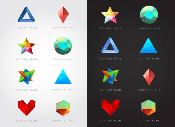 Big Set Trendy Crystal Triangulated Gem Logo Elements Perfektní Pro — Stockový vektor