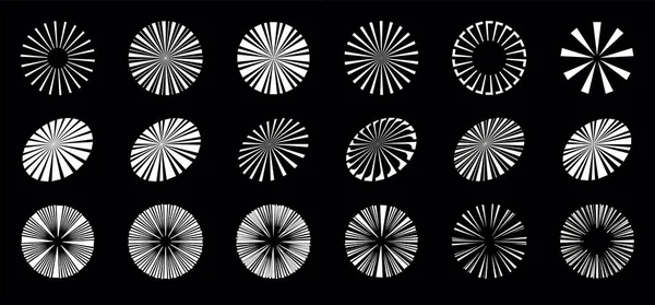 Circle Sun Rays seti. Vektör. Güneş patlaması. Yıldız patlaması. 