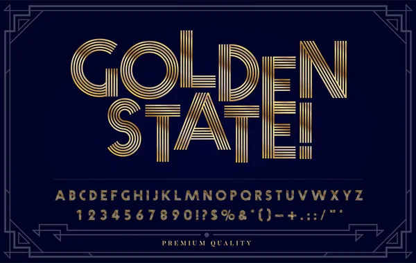 Altın Metalik Yazı Tipi Seti. Vektördeki Harfler, Sayılar ve Özel Karakterler
