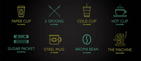 一套带有字母符号的矢量咖啡附件图标可用作标识类型 — 图库矢量图片