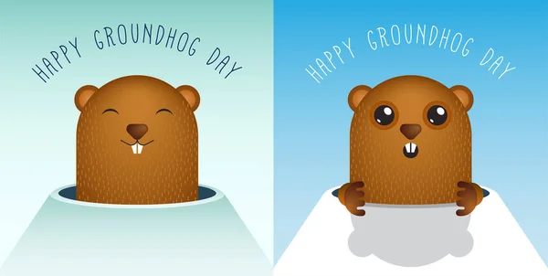 Happy Groundhog Day Groundhog Vector — Stock Vector