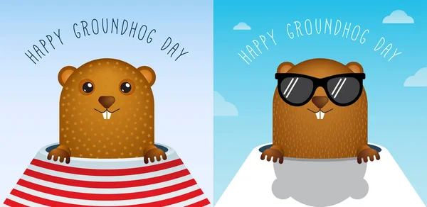 Happy Groundhog Day Groundhog Vector — Stock Vector