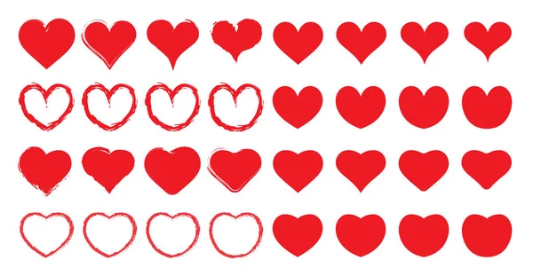 Big Hearts Icons Set Valentýna Únor Lze Použít Pro Medicínu — Stockový vektor